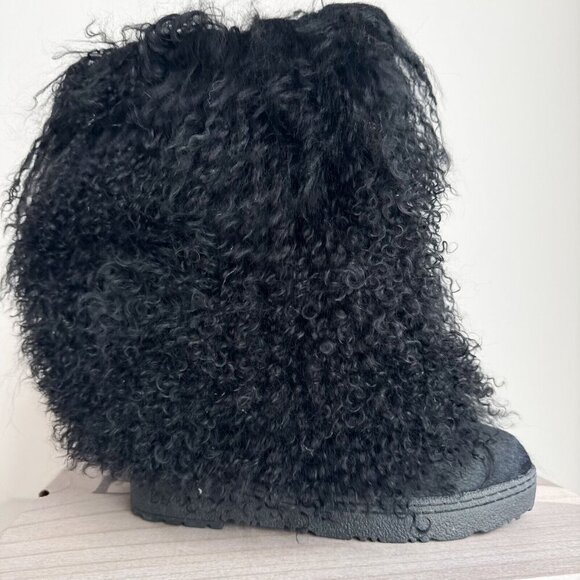 Bearpaw Boetis II Curly Mongolian Lamb  Sheep fur Winter Boots Black 6 - Picture 3 of 9